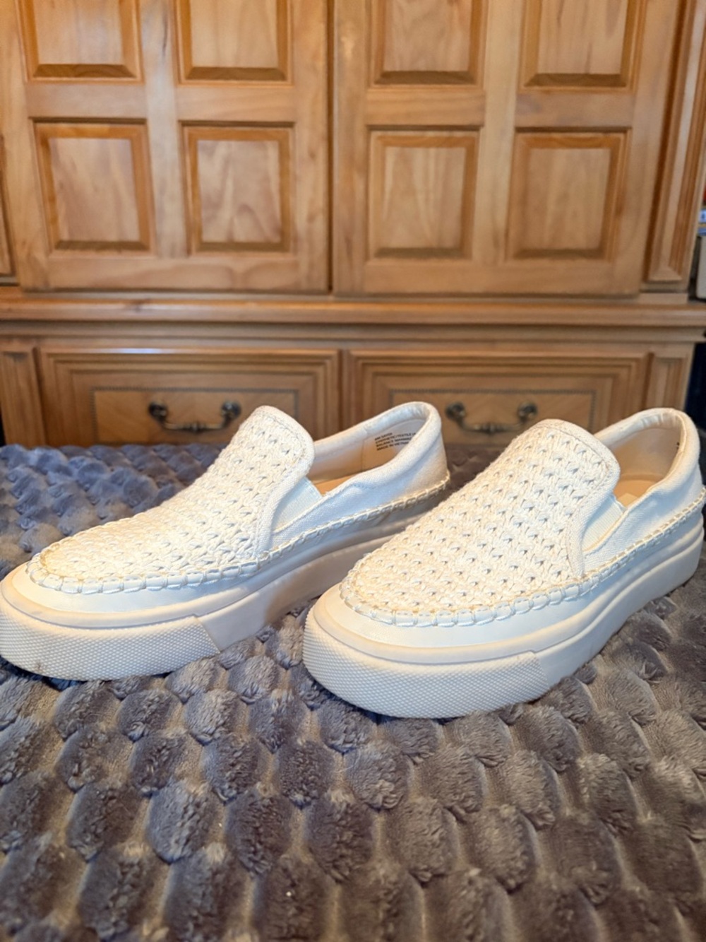 Dolce Vita White Woven Slip-On Platform Sneakers